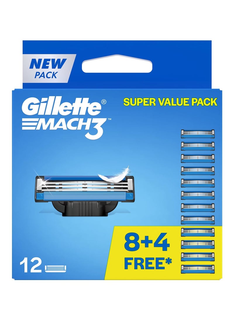 Gillette Mach3 Razor Blade Refills – 12 Cartridges | Smooth & Comfortable Shave with Triple Blade Technology - Image 1